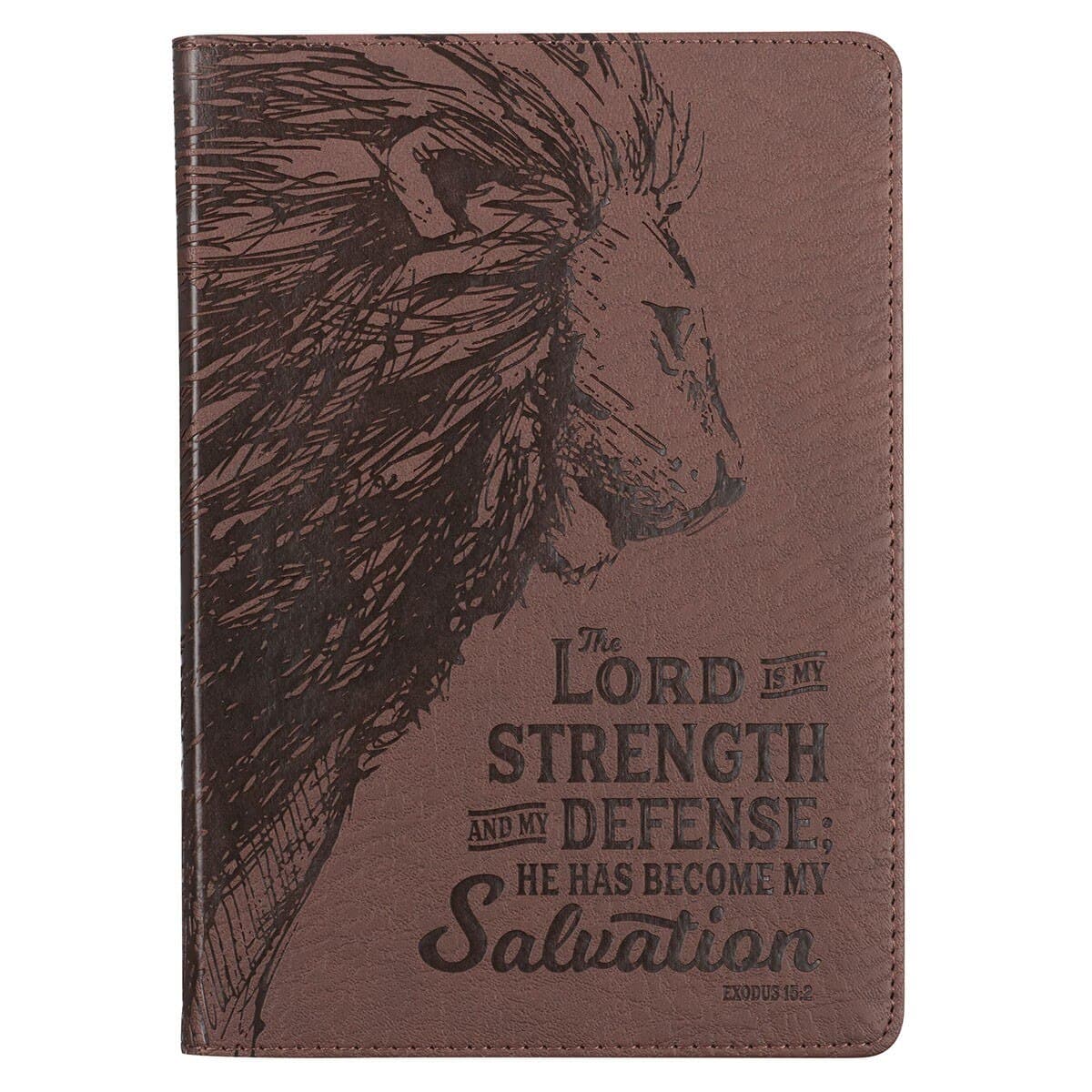 My Strength and My Defense - Exodus 15:2 Walnut-Brown Faux Leather Classic Journal