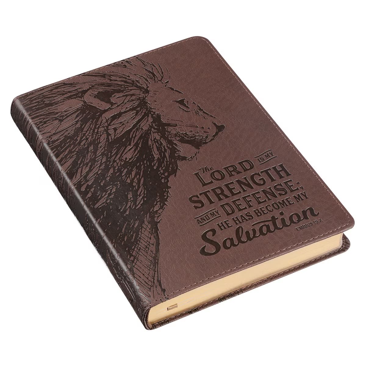My Strength and My Defense - Exodus 15:2 Walnut-Brown Faux Leather Classic Journal, picture 4