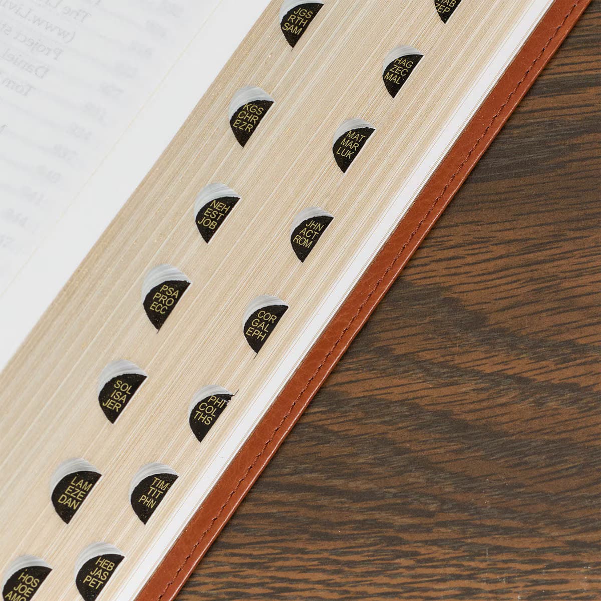 Saddle Tan Faux Leather Large Print Thinline King James Version Bible with Thumb Index, picture 5