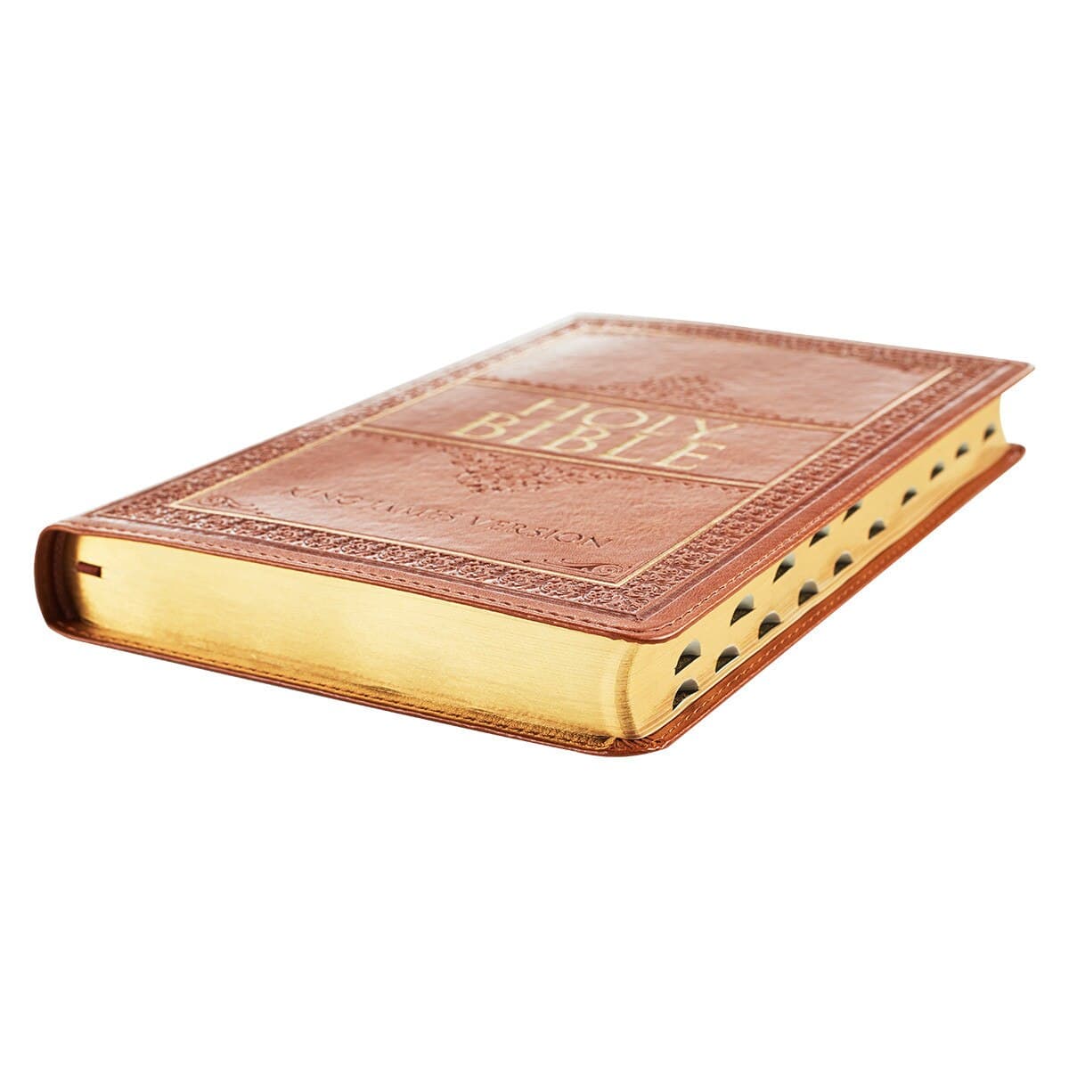 Saddle Tan Faux Leather Large Print Thinline King James Version Bible with Thumb Index, picture 6
