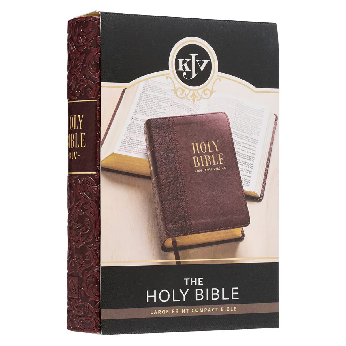 Medium Brown Faux Leather Large Print Compact King James Version Bible, picture 10