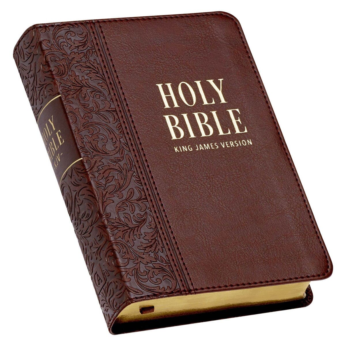 Medium Brown Faux Leather Large Print Compact King James Version Bible, picture 3