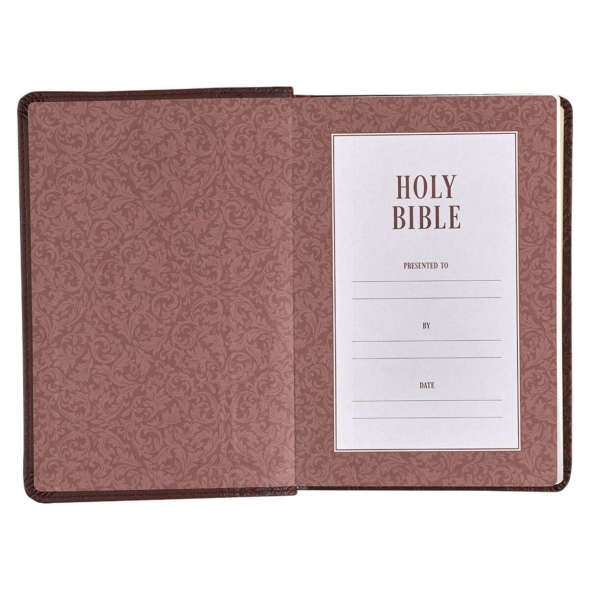 Medium Brown Faux Leather Large Print Compact King James Version Bible, picture 4