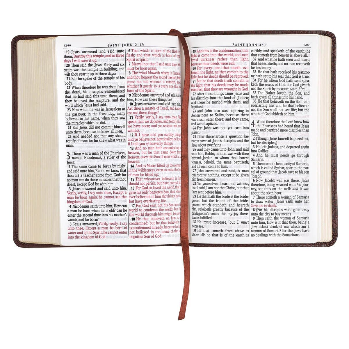 Medium Brown Faux Leather Large Print Compact King James Version Bible, picture 6