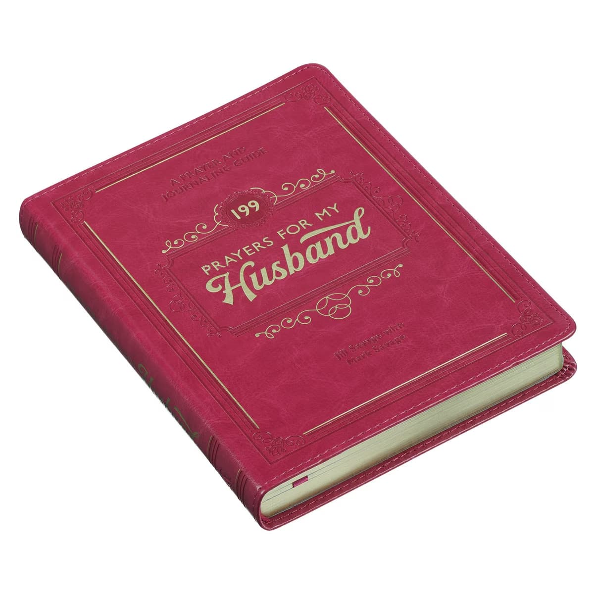 199 Prayers for My Husband Raspberry-Red Faux Leather Prayer and Journaling Guide, picture 3