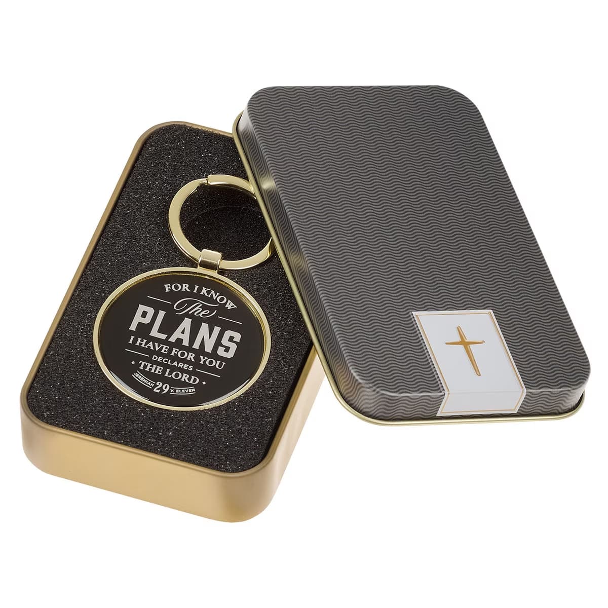 Plans - Jeremiah 29:11 Black Metal Keychain in Gift Tin, picture 4