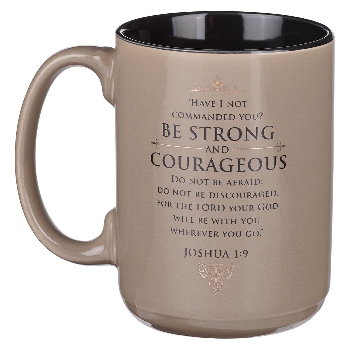 Be Strong and Courageous - Joshua 1:9 Tan Ceramic Mug, picture 2