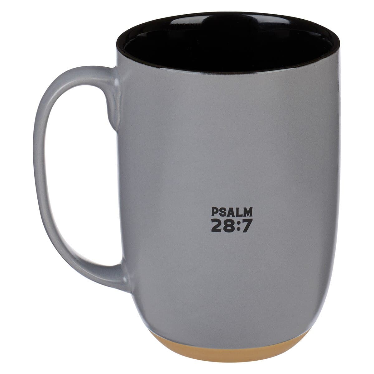 My Strength and Shield - Psalm 28:7 Gray Ceramic Coffee Mug with Exposed Clay Base, picture 2