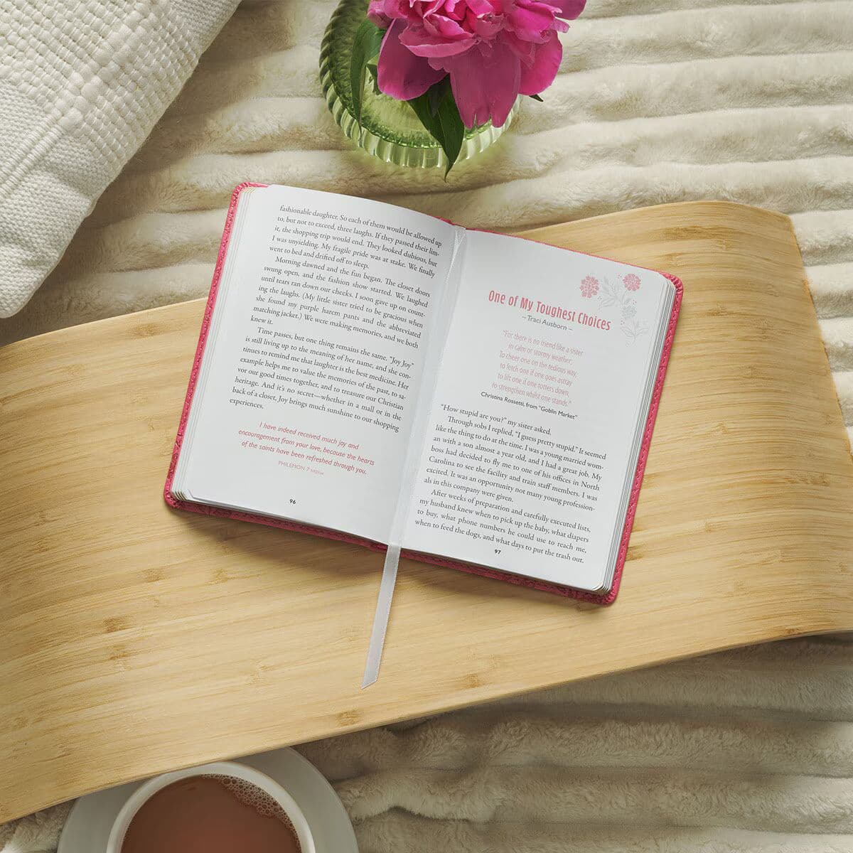 Moments of Grace for Sisters: Stories and Scriptures Pink Faux Leather Gift Book, picture 7