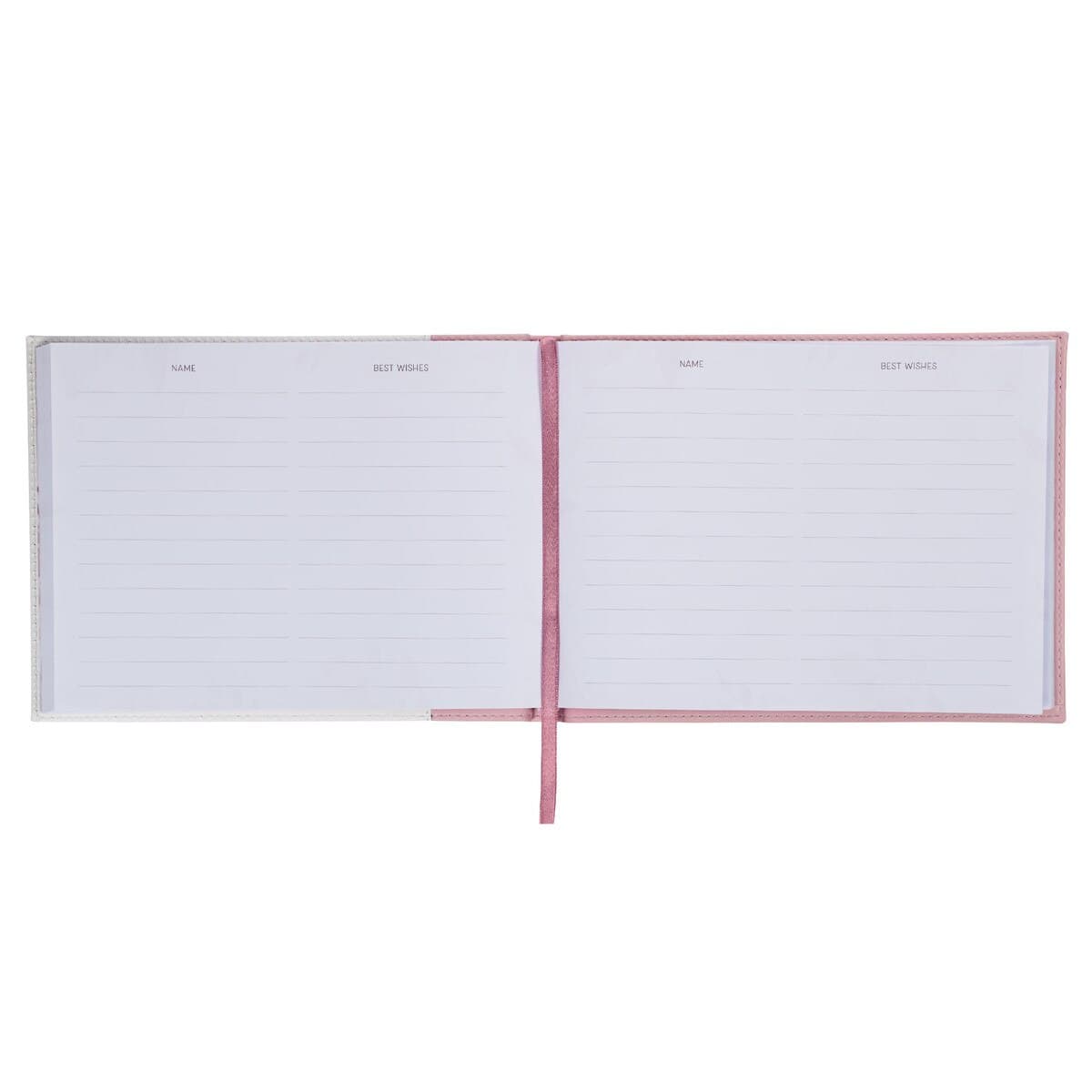 Pink Floral Mr. & Mrs. Medium Faux Leather Wedding Guest Book - 1 John 4:19, picture 3