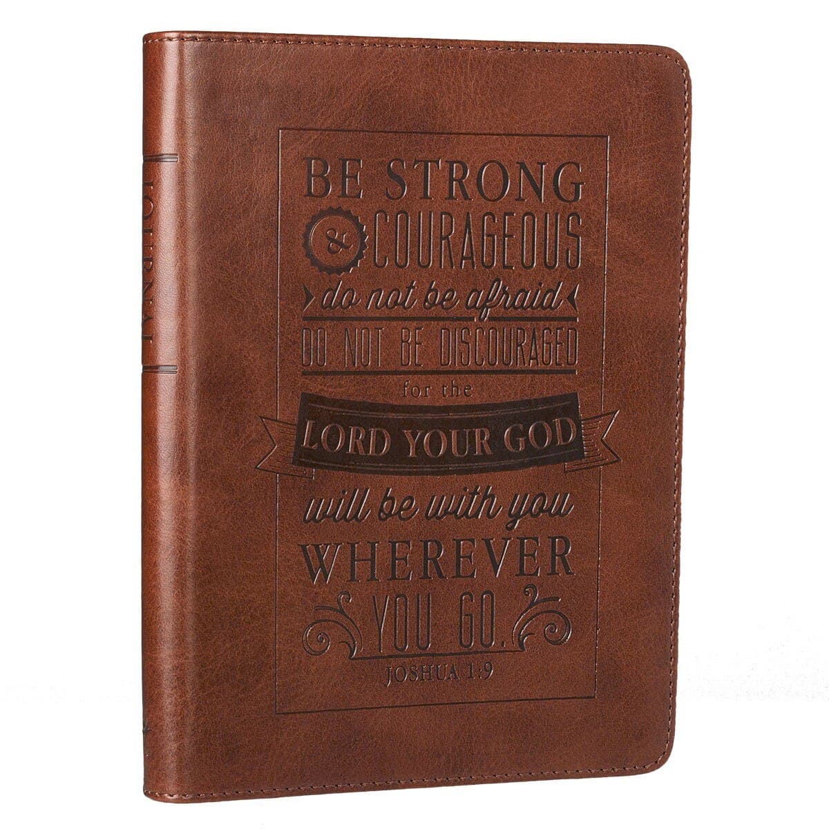 Be Strong and Courageous - Joshua 1:9 Saddle Tan Handy-sized Faux Leather Journal, picture 3