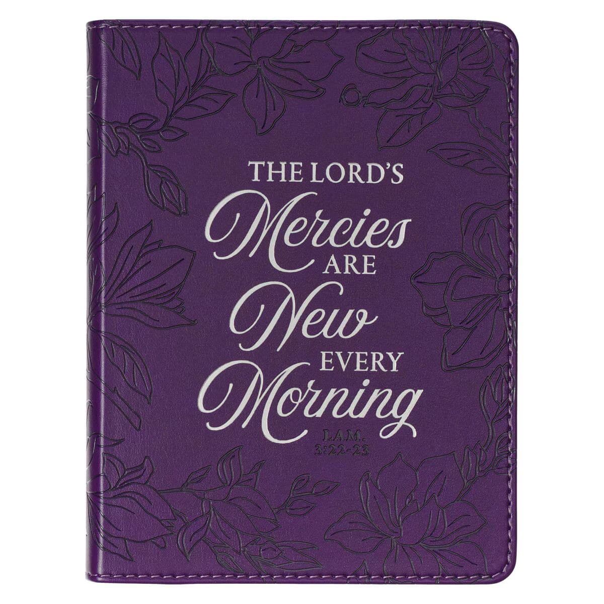 New Mercies - Lamentations 3:22-23 Purple Floral Faux Leather Handy-sized Journal
