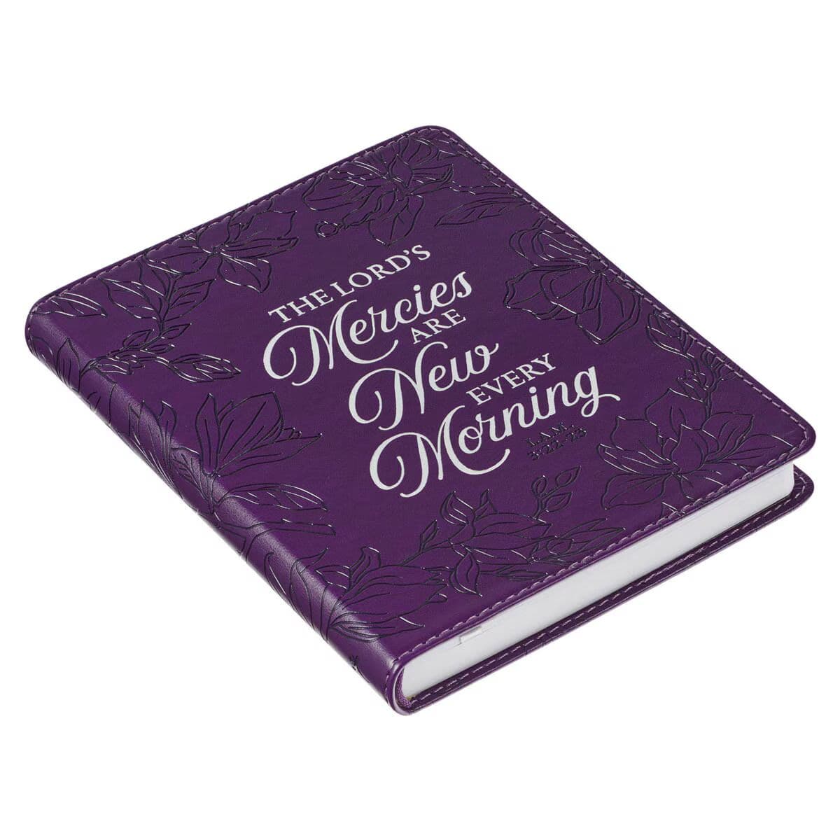 New Mercies - Lamentations 3:22-23 Purple Floral Faux Leather Handy-sized Journal, picture 3