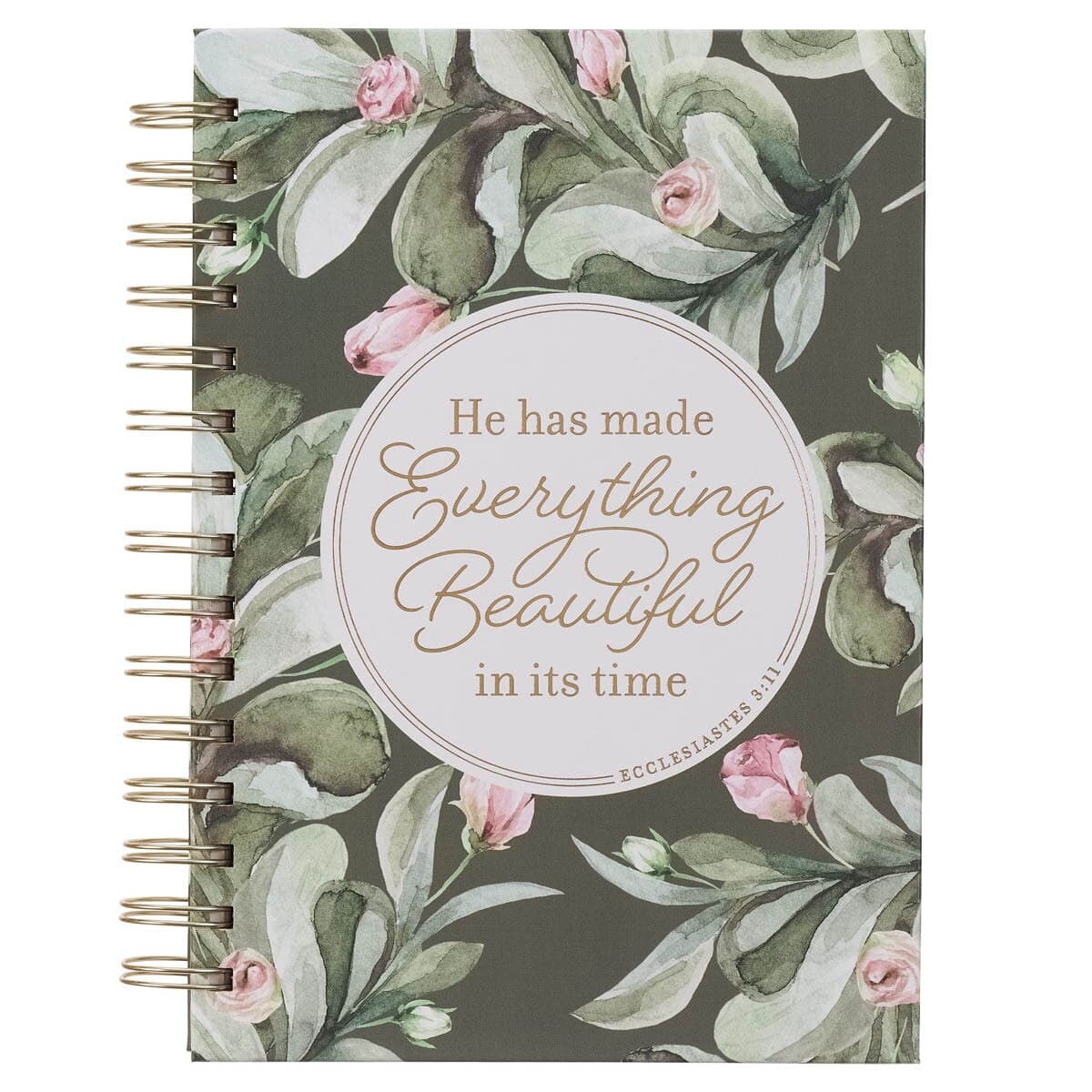 Everything Beautiful - Ecclesiastes 3:11 Green Wreath Spiral Journal