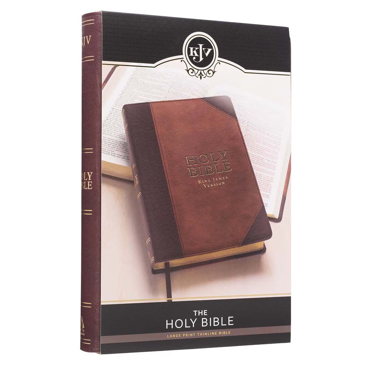 Two-tone Brown Faux Leather Large Print Thinline King James Version Bible, picture 3