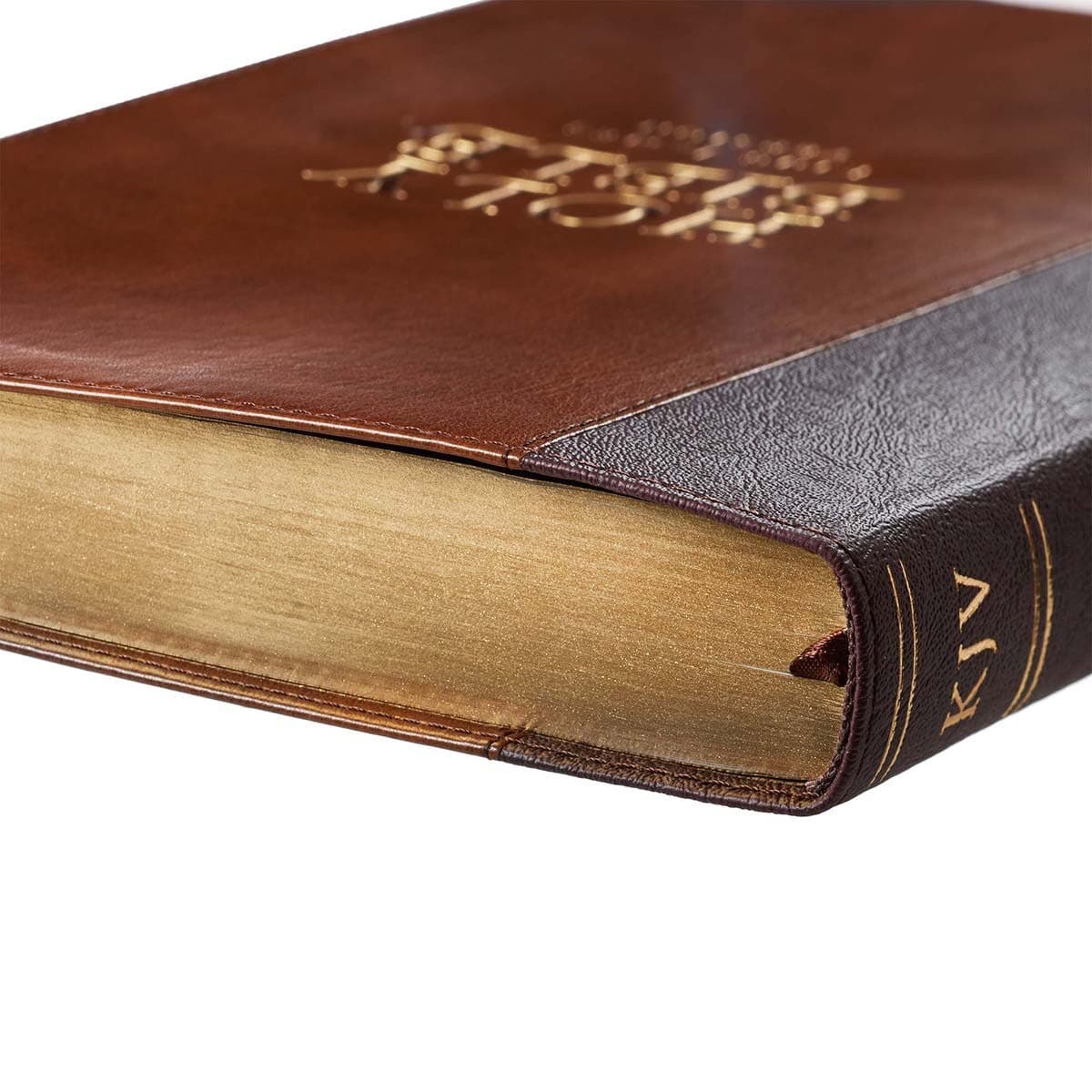 Two-tone Brown Faux Leather Large Print Thinline King James Version Bible, picture 5