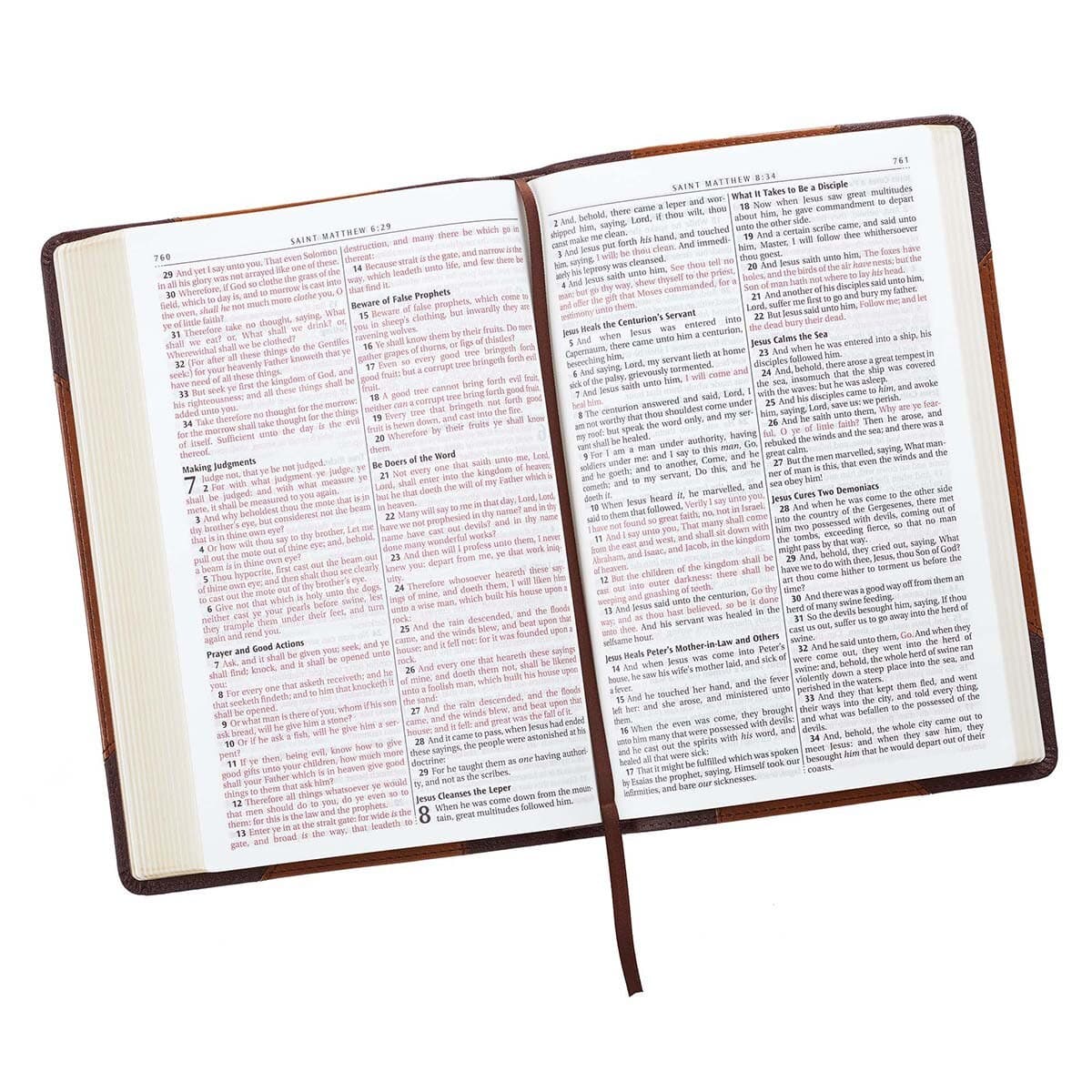 Two-tone Brown Faux Leather Large Print Thinline King James Version Bible, picture 7