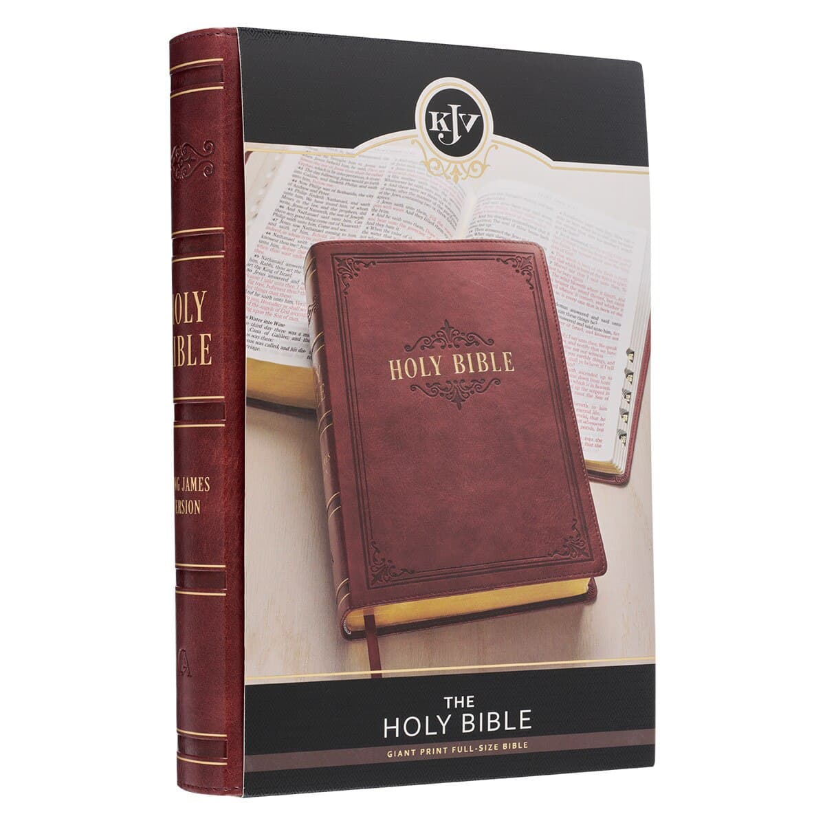 Burgundy Faux Leather Full-size Giant Print King James Version Bible with Thumb Index, picture 11