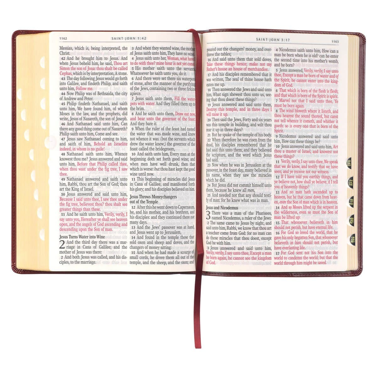 Burgundy Faux Leather Full-size Giant Print King James Version Bible with Thumb Index, picture 7