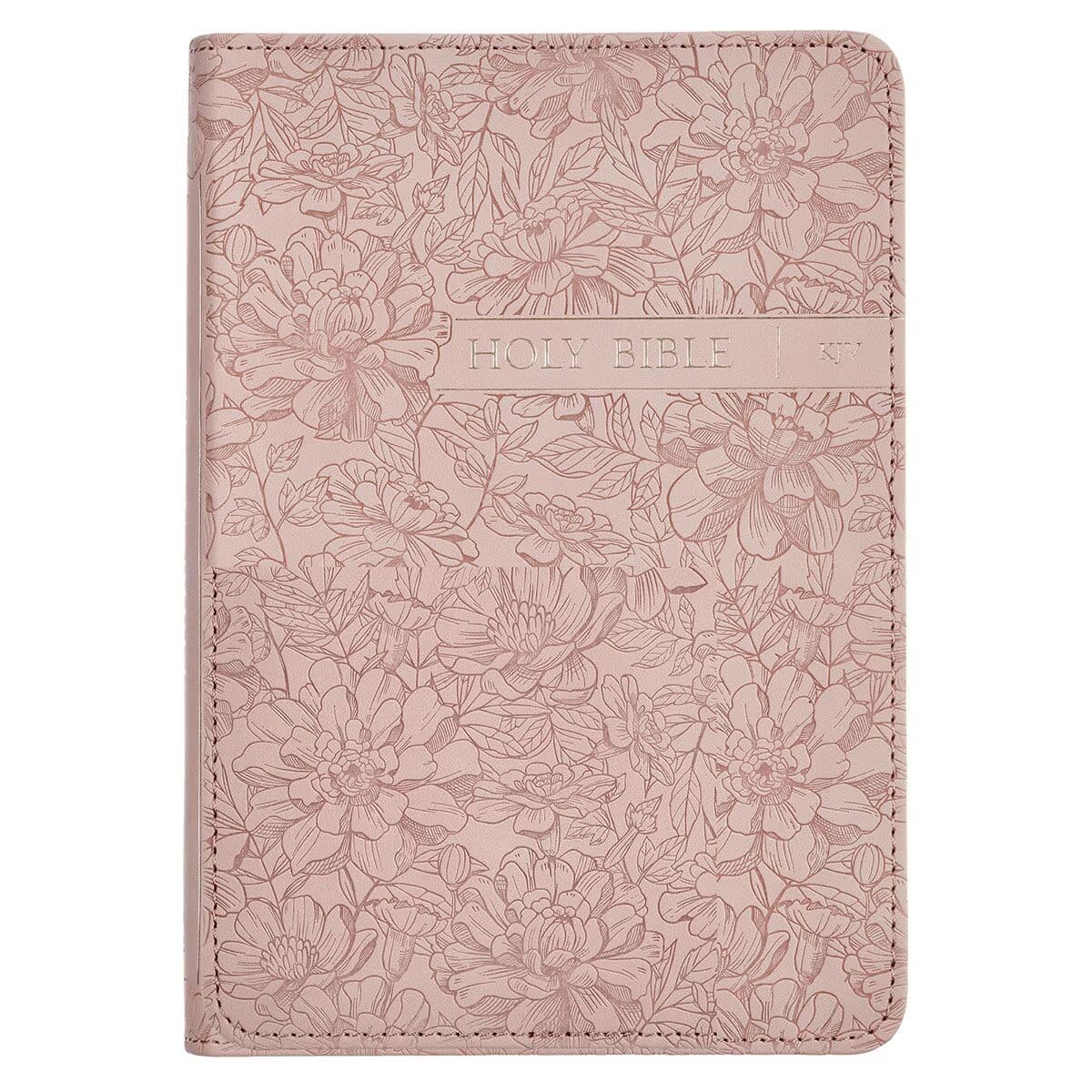 Blush Pink Floral Faux Leather Compact King James Version Bible
