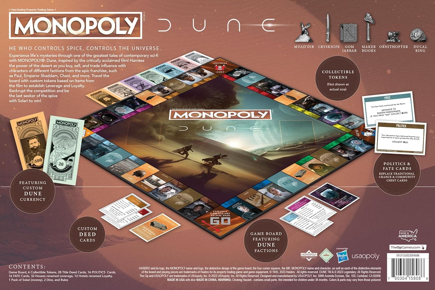 Monopoly: Dune | Play as The Ducal Ring, Crysknife, Gom Jabbar & More |Officially Licensed Collectible Game Based on The Movie Dune, picture 3