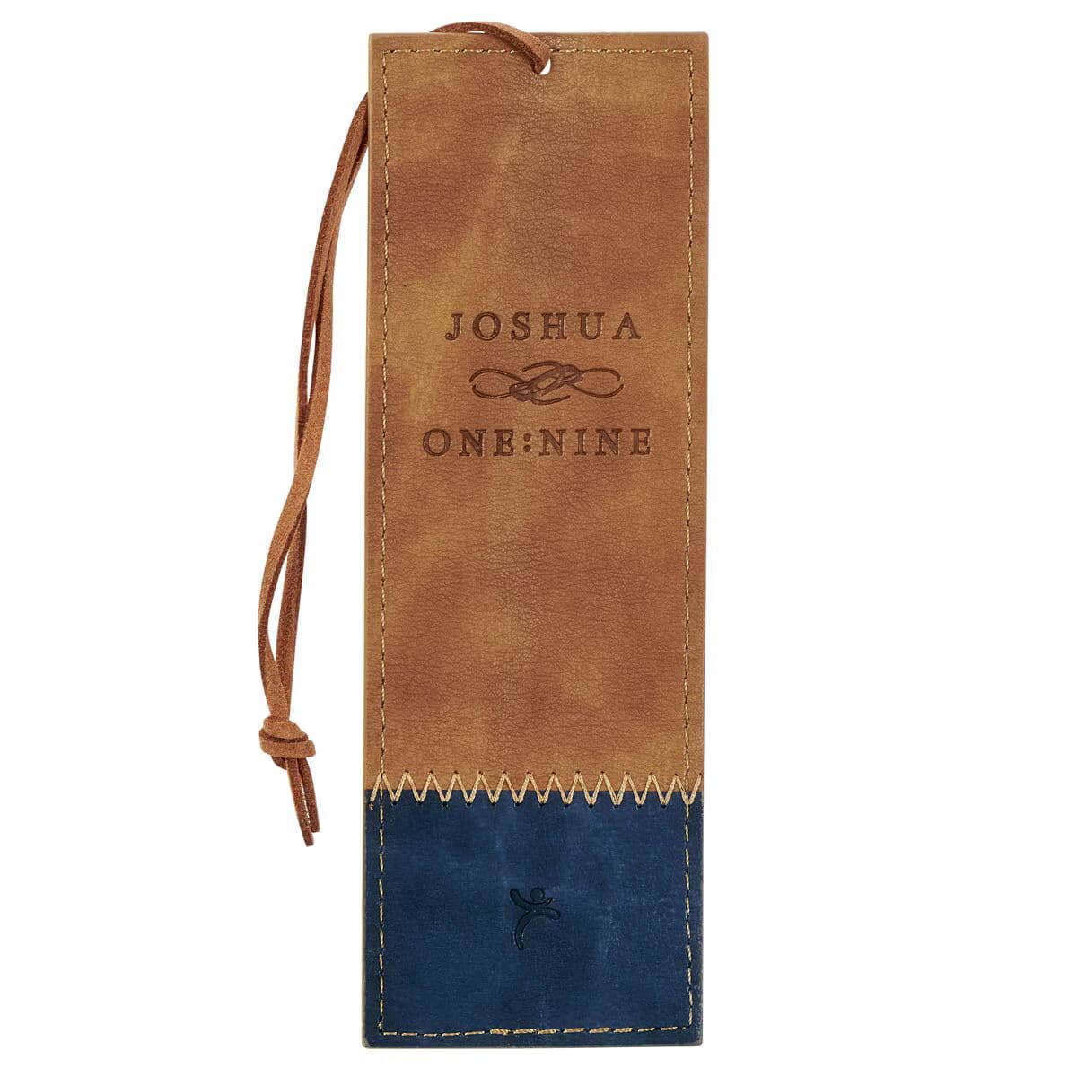 Be Strong and Courageous - Joshua 1:9 Butterscotch and Navy Faux Leather Bookmark, picture 2