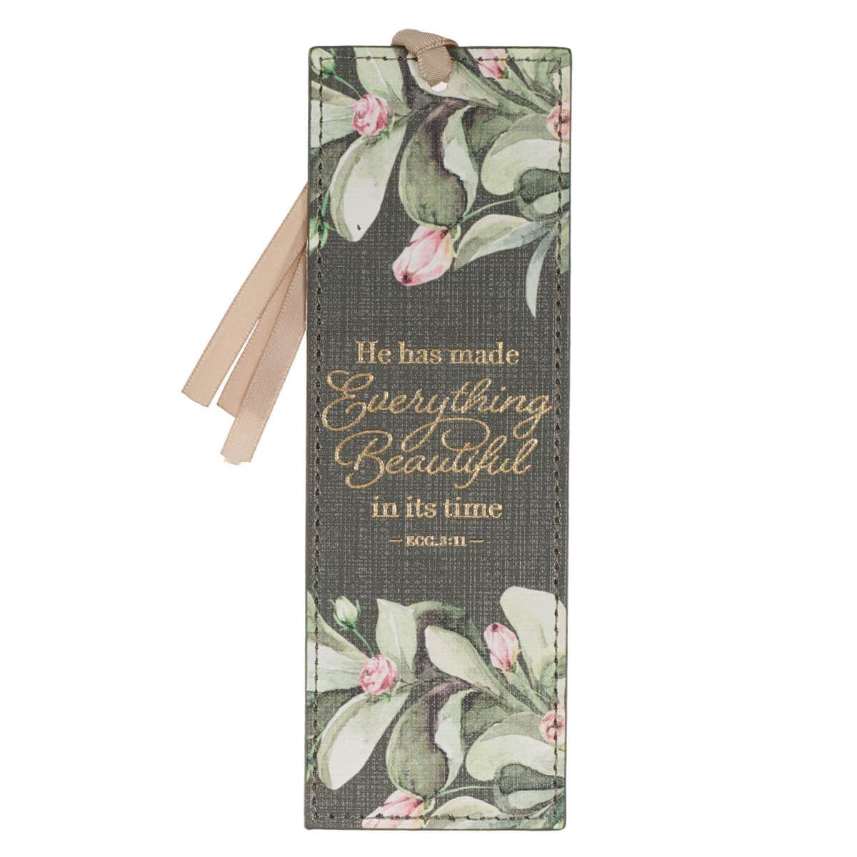 Everything Beautiful - Ecclesiastes 3:11 Green Faux Leather Bookmark