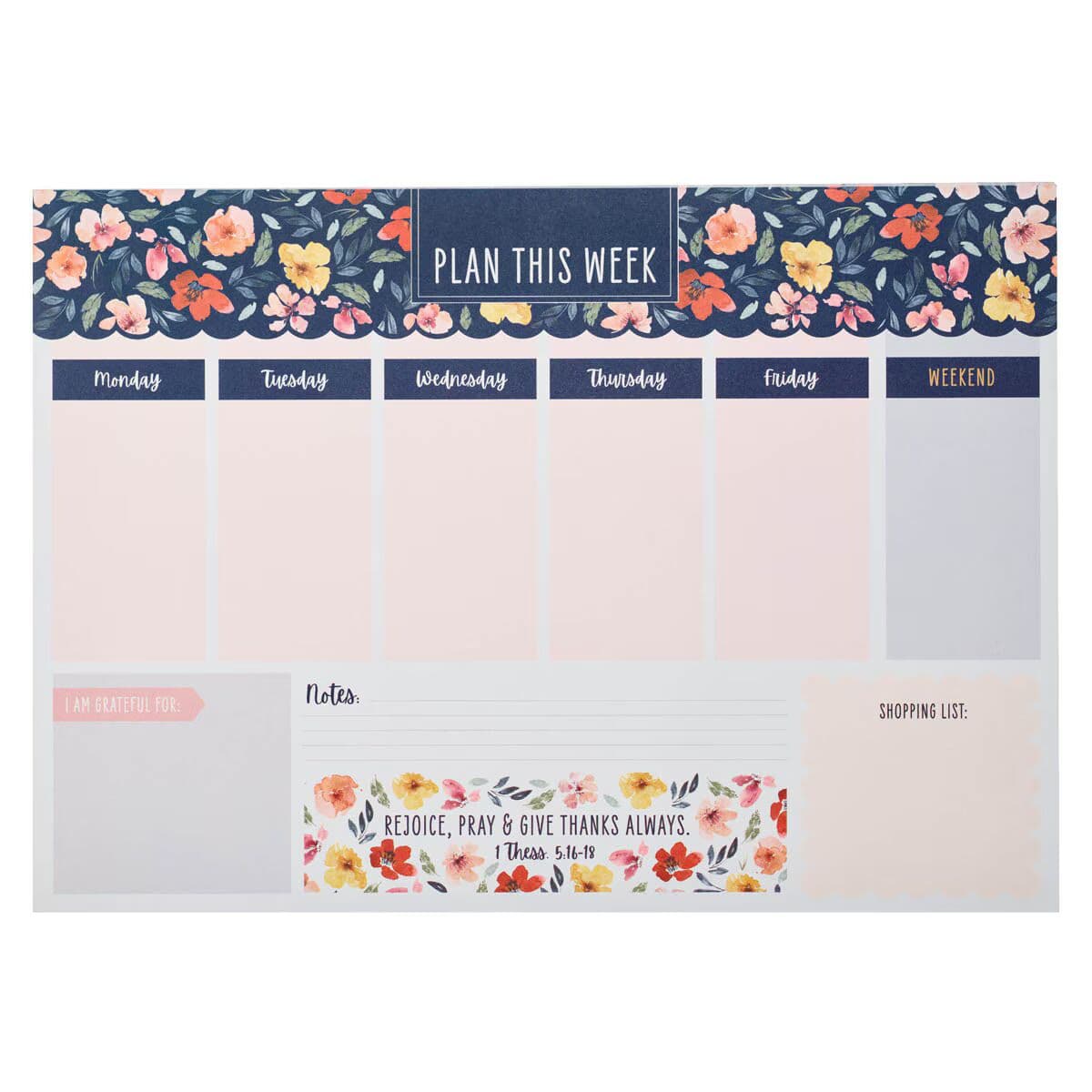 Give Thanks Always - 1 Thessalonians 5:16-18 Undated Planner Pad