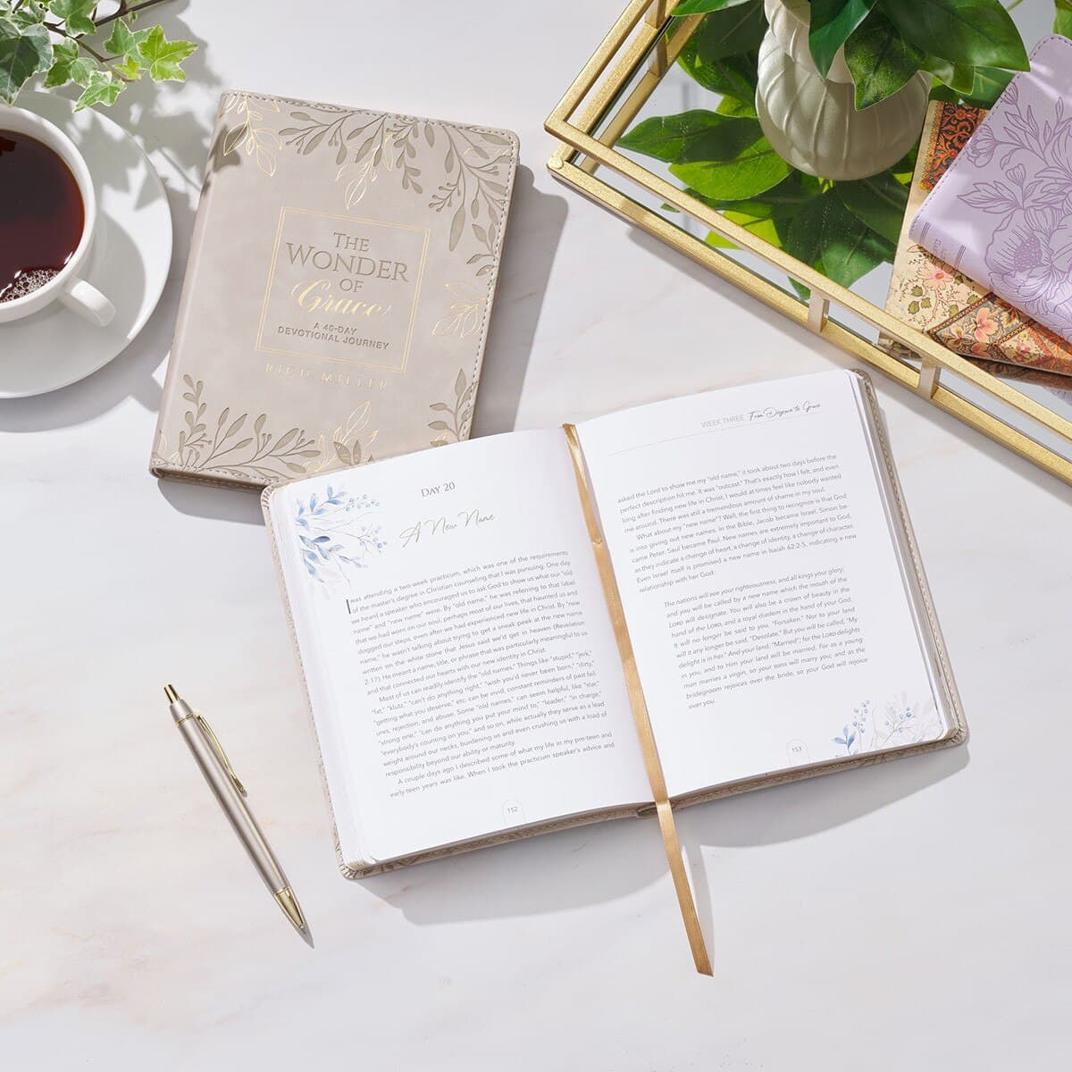 The Wonder of Grace: A 40-Day Devotional Journey Taupe Faux Leather Devotional, picture 5