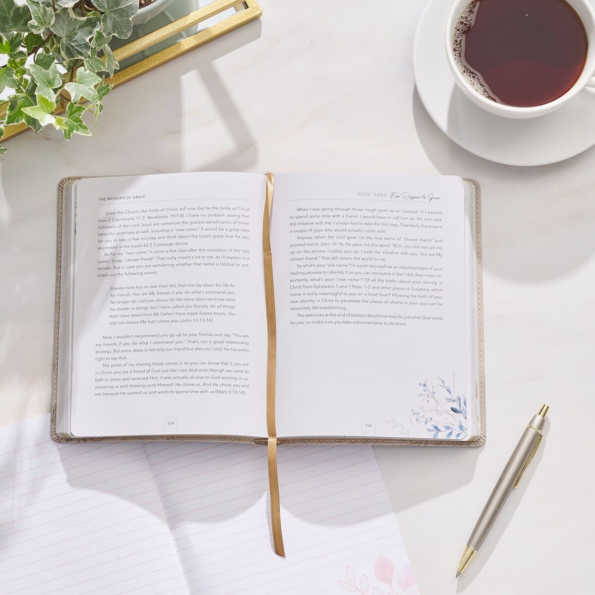 The Wonder of Grace: A 40-Day Devotional Journey Taupe Faux Leather Devotional, picture 6