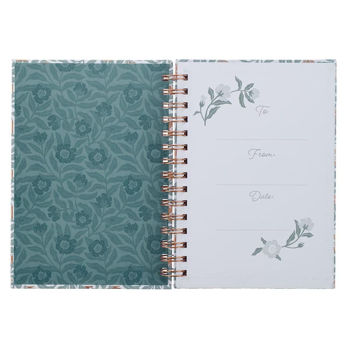 Sufficient Grace - 2 Corinthians 12:9 Teal Floral Spiral Journal, picture 3