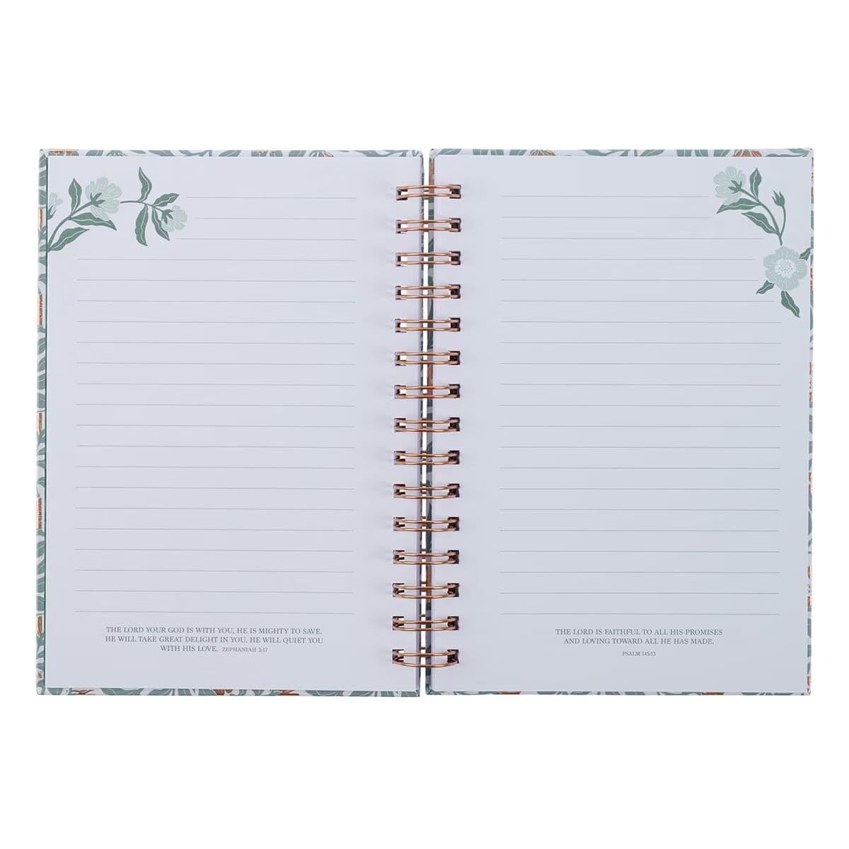 Sufficient Grace - 2 Corinthians 12:9 Teal Floral Spiral Journal, picture 4