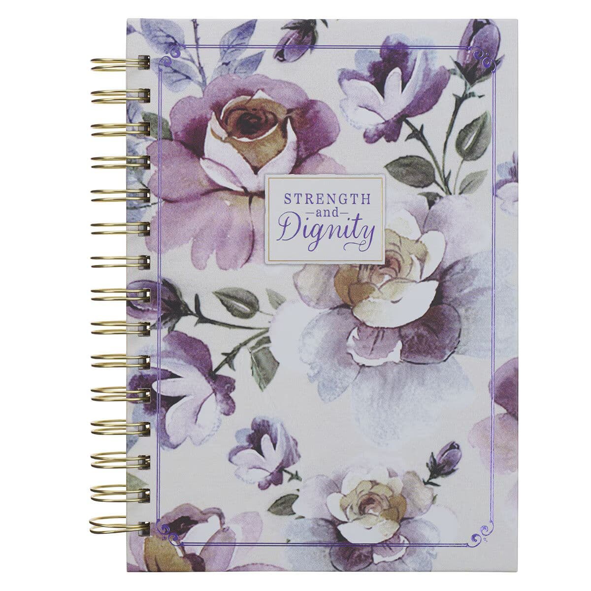 Strength and Dignity - Proverbs 31:25 Purple Rose Spiral Journal