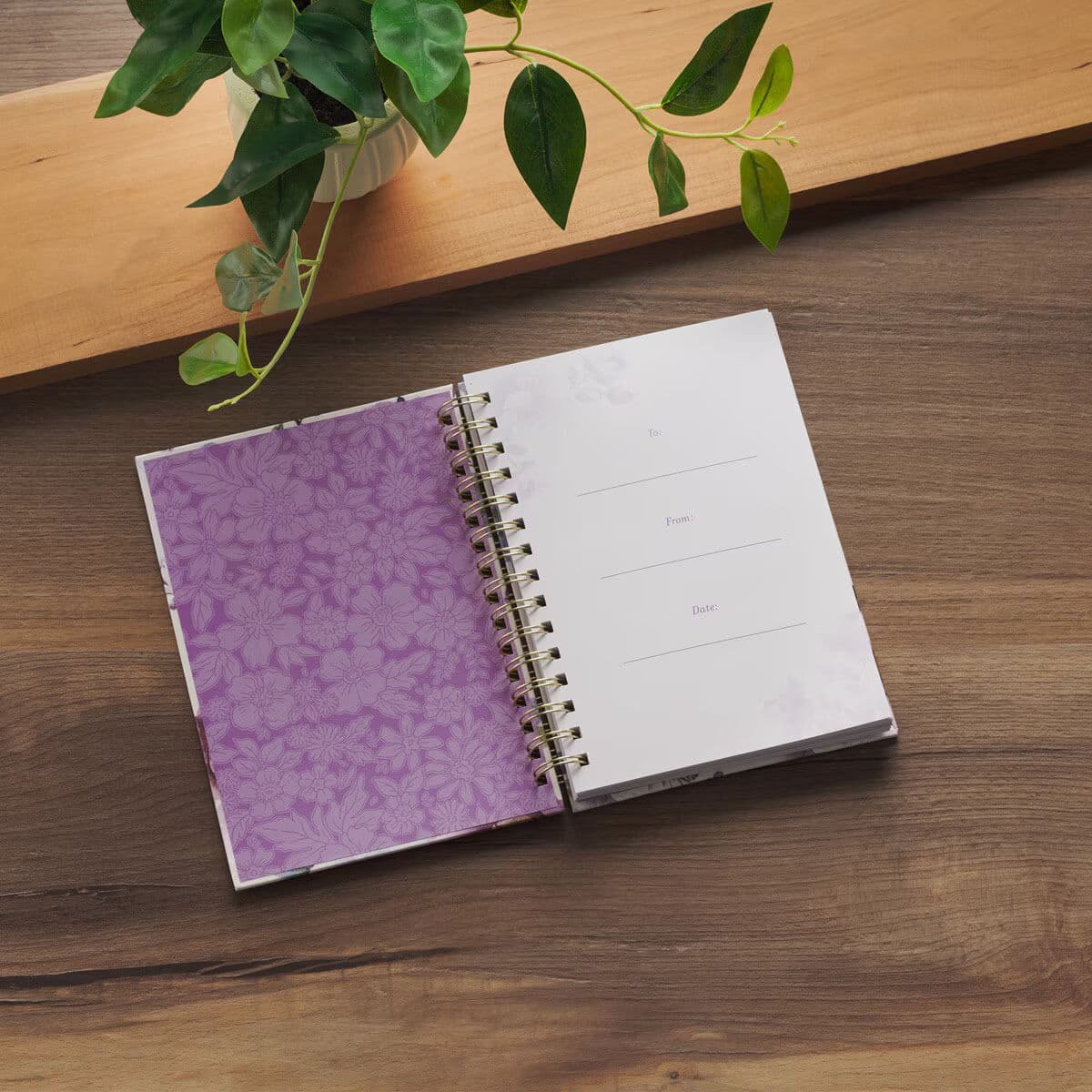 Strength and Dignity - Proverbs 31:25 Purple Rose Spiral Journal, picture 3