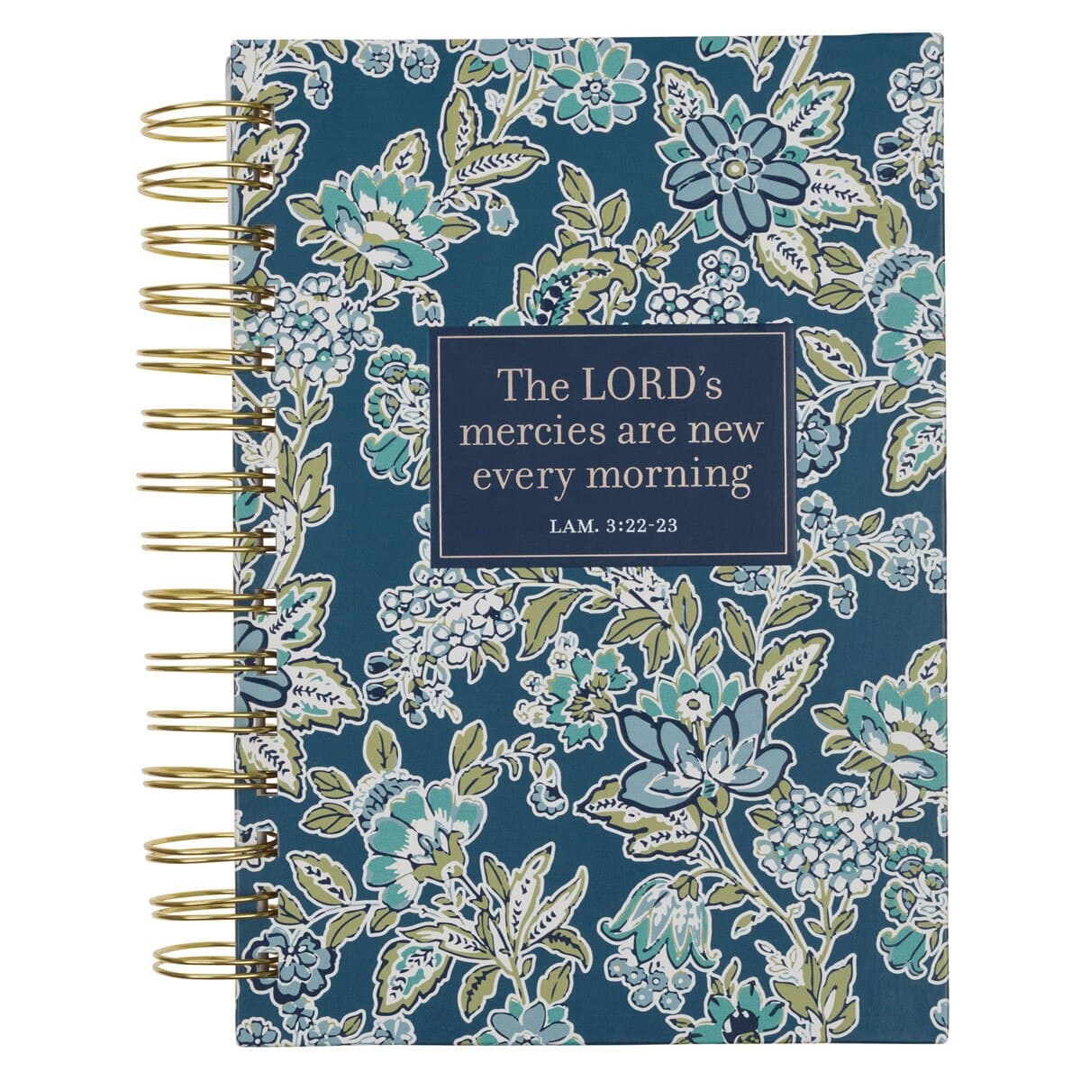 Morning Mercies - Lamentations 3:22-23 Blue and Green Floral Spiral Journal