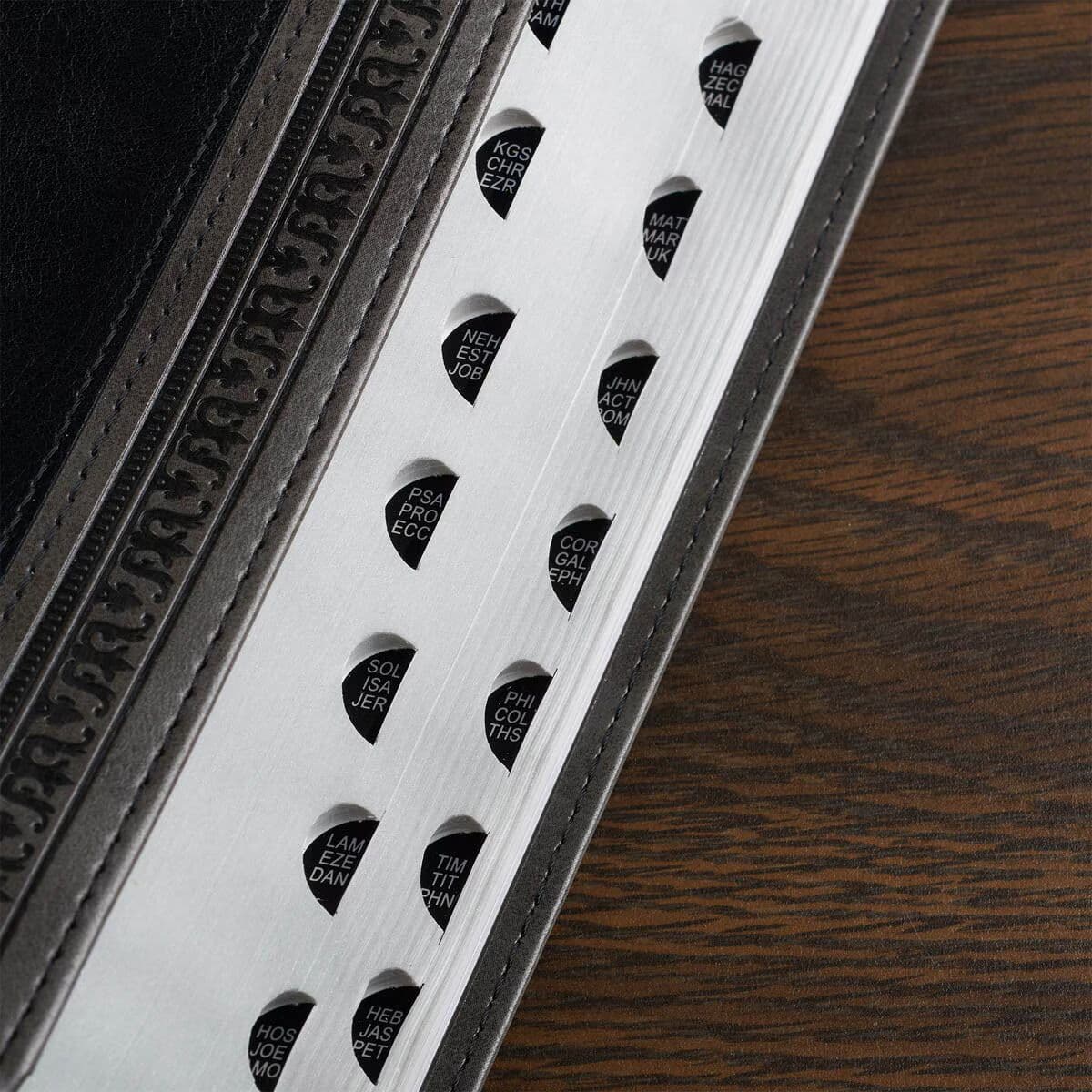 Gray and Black Faux Leather Giant Print Standard-size King James Version Bible with Thumb Index, picture 5