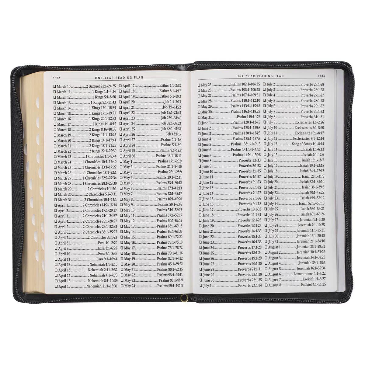 Black Framed Faux Leather Giant Print Full-size King James Version Bible with Thumb Index and Zippered Closure, picture 9