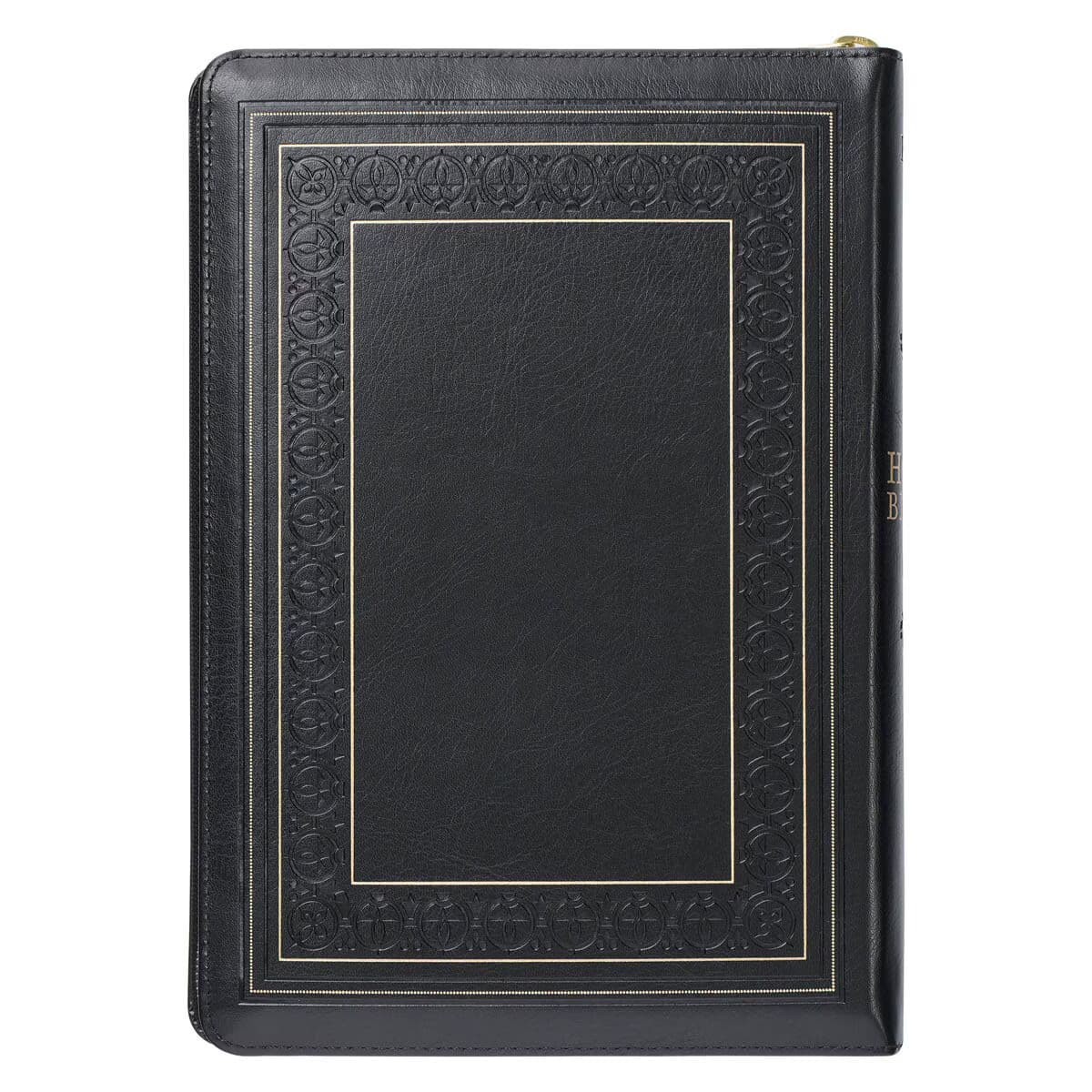 Black Framed Faux Leather Giant Print Full-size King James Version Bible with Thumb Index and Zippered Closure, picture 2