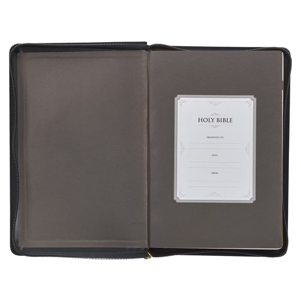 Black Framed Faux Leather Giant Print Full-size King James Version Bible with Thumb Index and Zippered Closure, picture 4