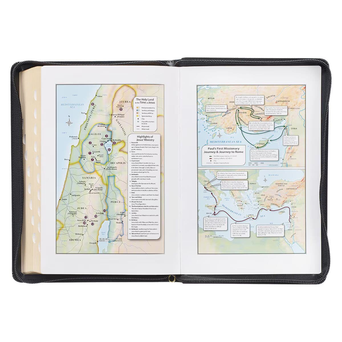 Black Framed Faux Leather Giant Print Full-size King James Version Bible with Thumb Index and Zippered Closure, picture 7