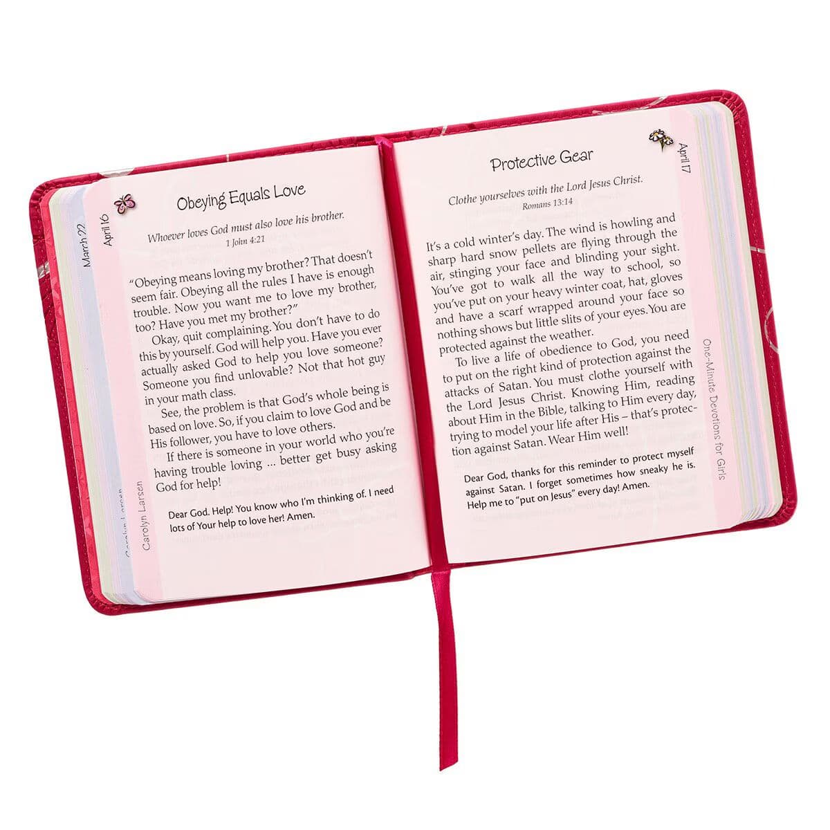 The One-Minute Devotions for Girls Pink Faux Leather Devotional, picture 6