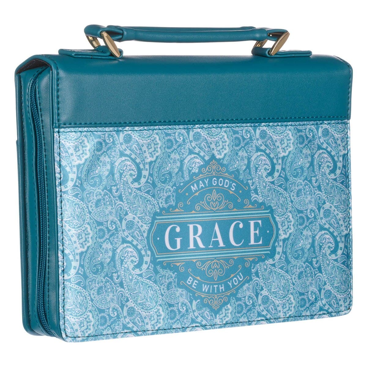 God's Grace Teal Paisley Faux Leather Fashion Bible Case, picture 4
