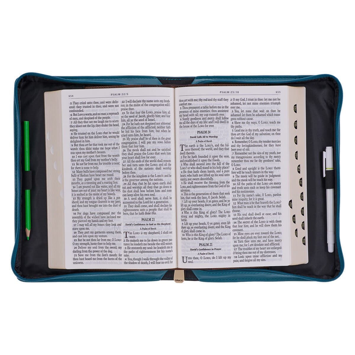 God's Grace Teal Paisley Faux Leather Fashion Bible Case, picture 5