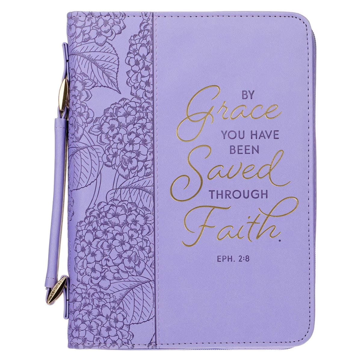 Saved by Grace Hydrangea Lavender Faux Leather Fashion Bible Case