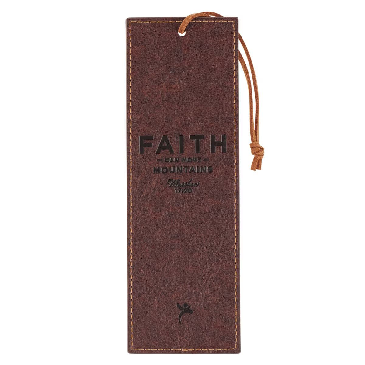 Faith Can Move Mountains - Matthew 17:20 Brown Faux Leather Bookmark, picture 2