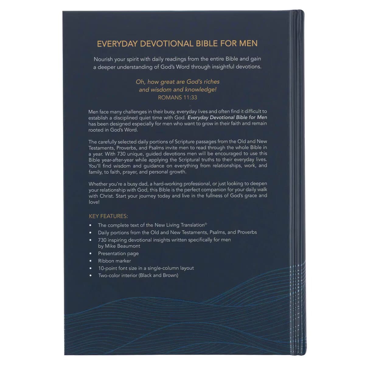 Navy Wave Hardcover NLT Everyday Devotional Bible for Men, picture 2