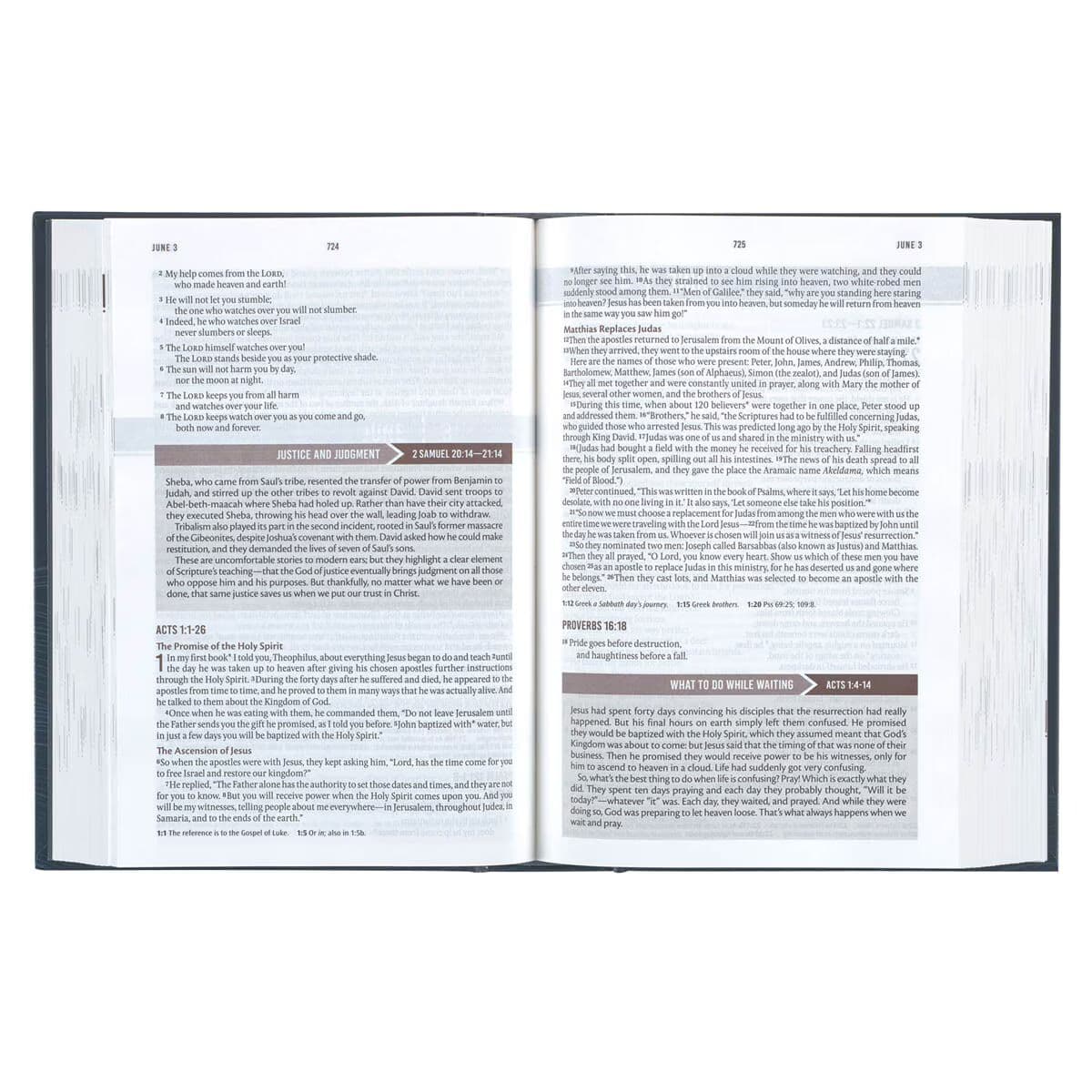 Navy Wave Hardcover NLT Everyday Devotional Bible for Men, picture 5