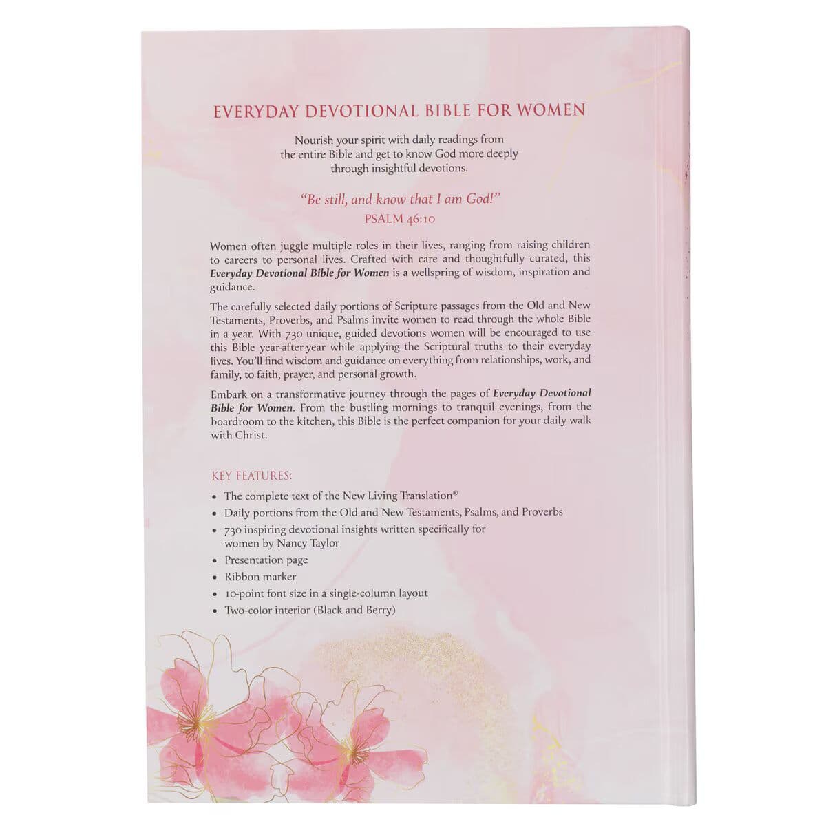 Pink Blossoms Hardcover NLT Everyday Devotional Bible for Women, picture 2