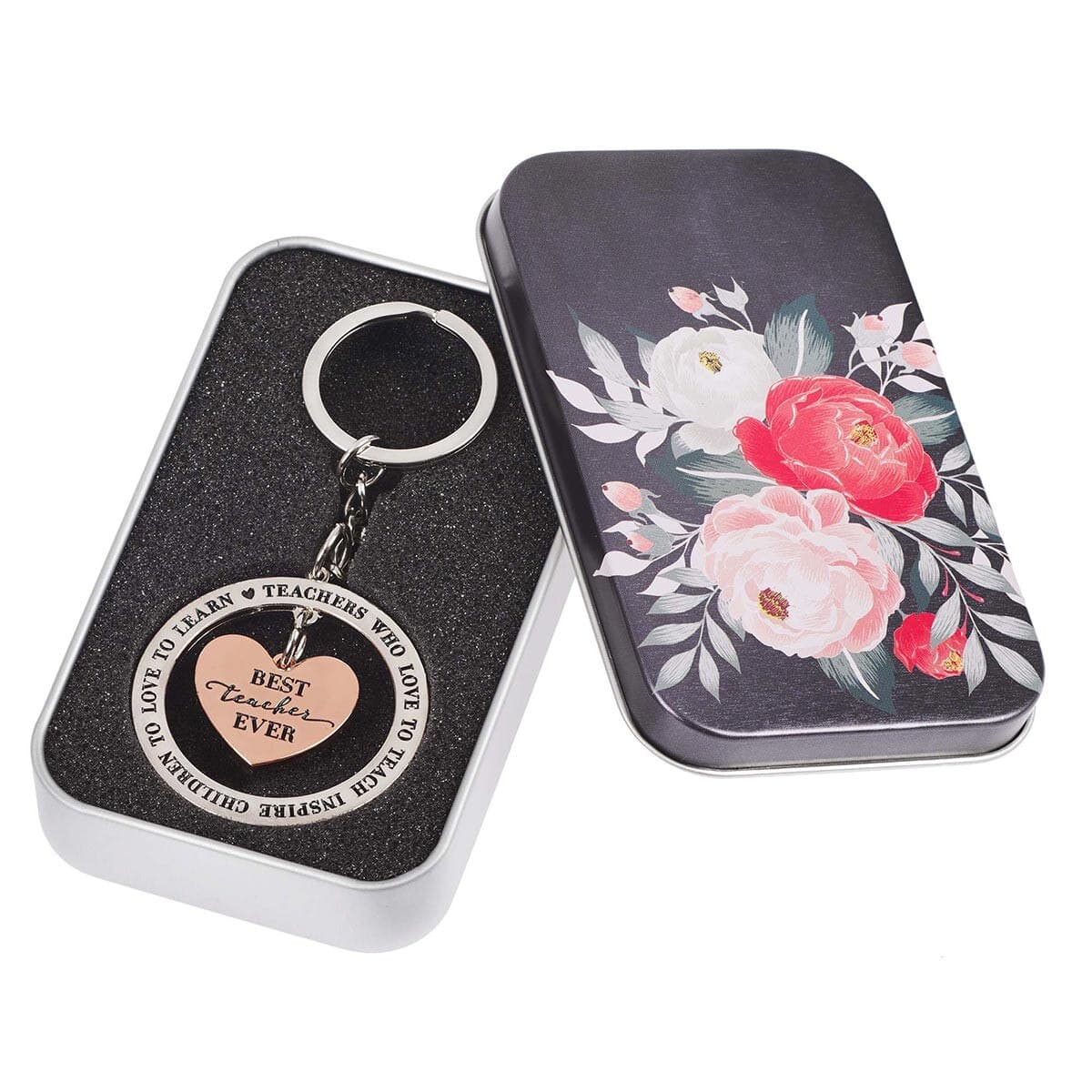 Best Teacher Ever Metal Key Ring in Gift Tin, picture 3