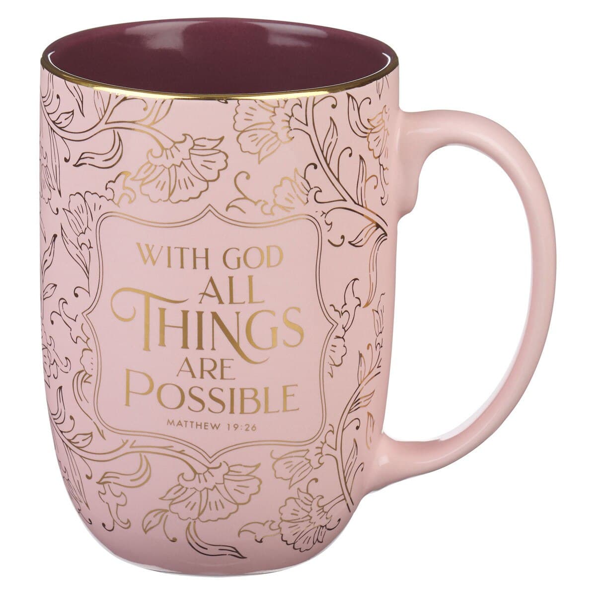 All Things Are Possible - Matthew 19:26 Blush Ceramic Coffee Mug